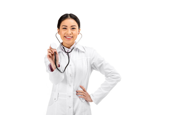 asian doctor with stethoscope - Φωτογραφία, εικόνα