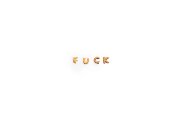 fuck lettering made of crisps - Φωτογραφία, εικόνα