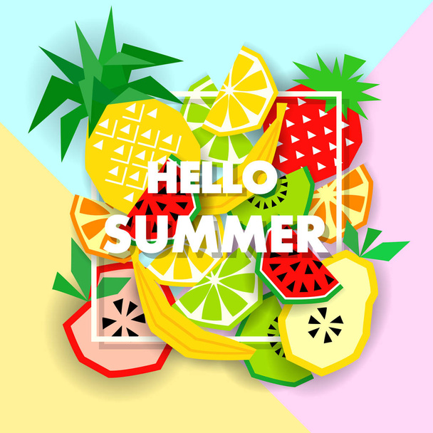 Summer banner with fruit, place for text, vector - Вектор, зображення