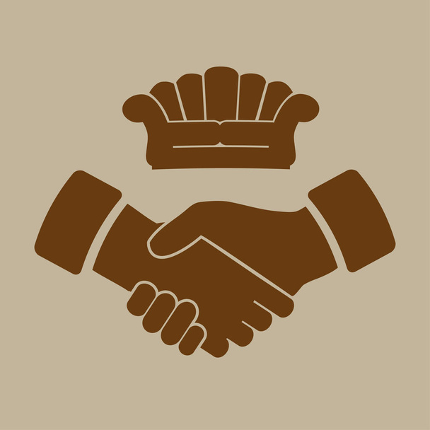 Gauč a handshake ikona - Vektor, obrázek
