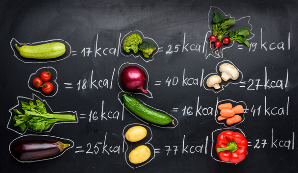 tableau des légumes frais et des calories
 - Photo, image