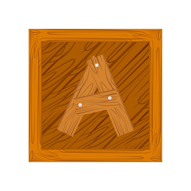 alfabeto de madeira Uma letra
 - Vetor, Imagem