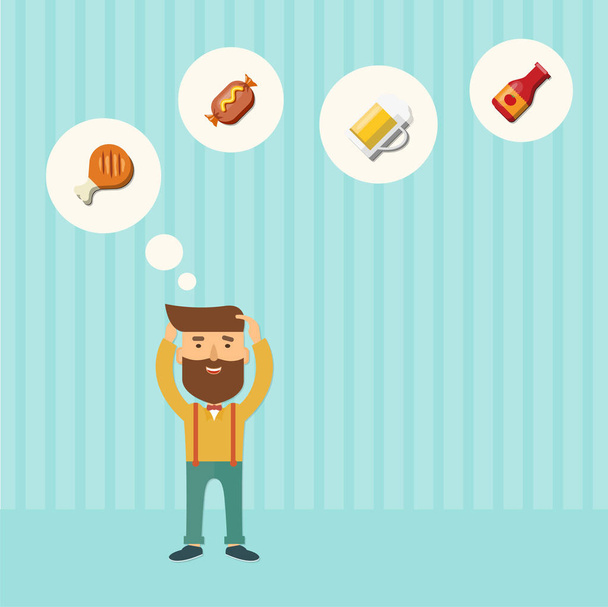 Vector hipster image with food icons  - Vector, Image