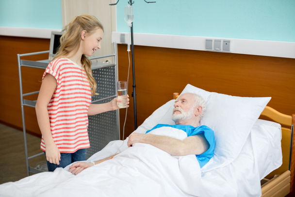 Grandfather and child in hospital  - Foto, Imagem
