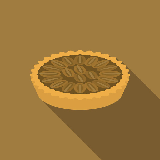 Pecan pie in flat design with long shadow - Vector, Image