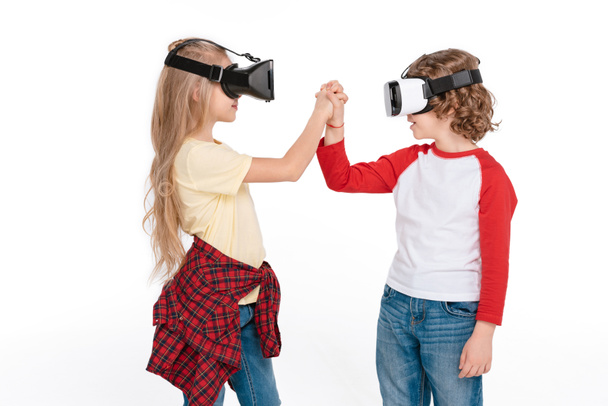 Friends in virtual reality headsets - Фото, изображение