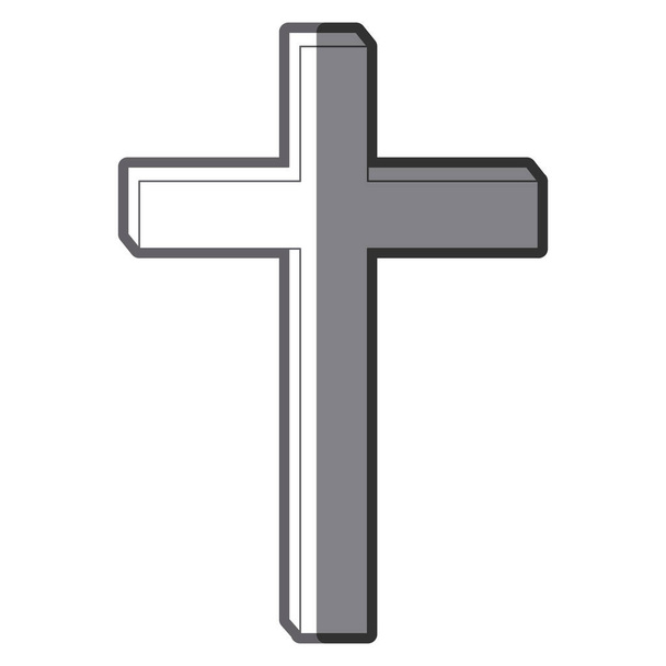 木製の十字架のグレースケール シルエット - ベクター画像