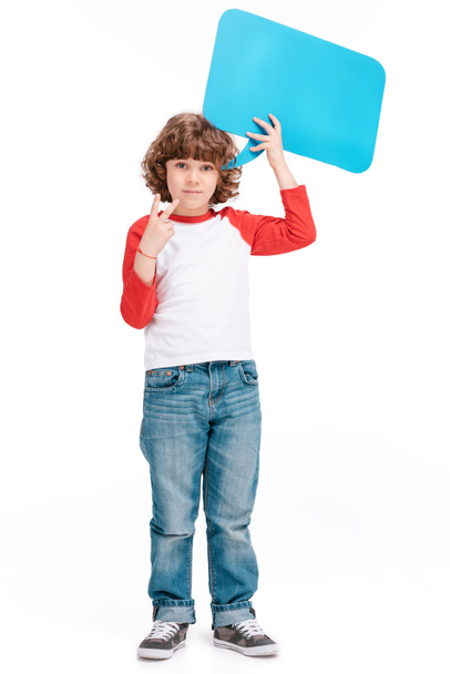 Child holding speech bubble - Foto, Imagen
