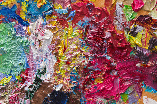 Renkli karma yağlı boya doku paleti - Fotoğraf, Görsel