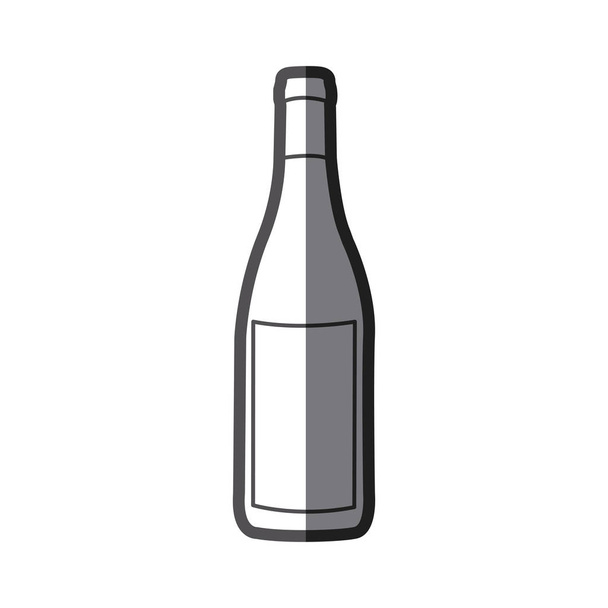 silhouette en niveaux de gris avec bouteille de vin avec étiquette
 - Vecteur, image