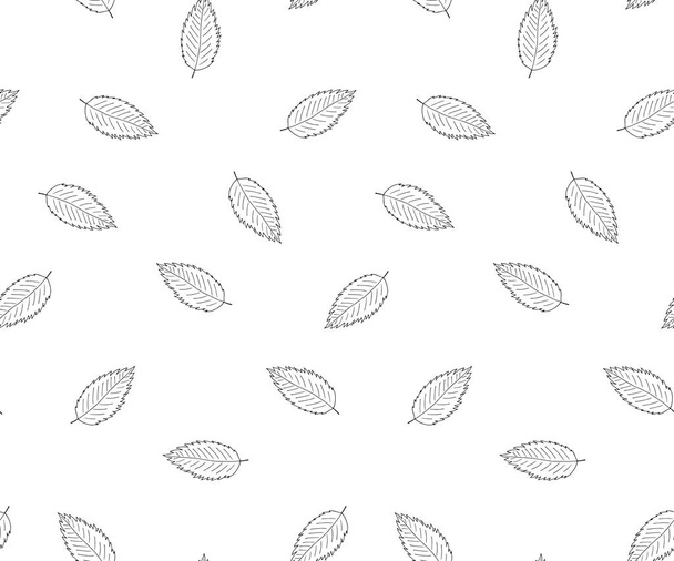 Hand drawn leaves in doodle style -seamless - Vektör, Görsel