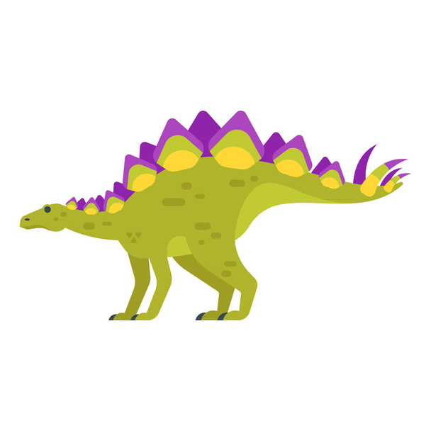 Tarih öncesi hayvanlar - Stegosaurus vektör düz stil çizim. - Vektör, Görsel
