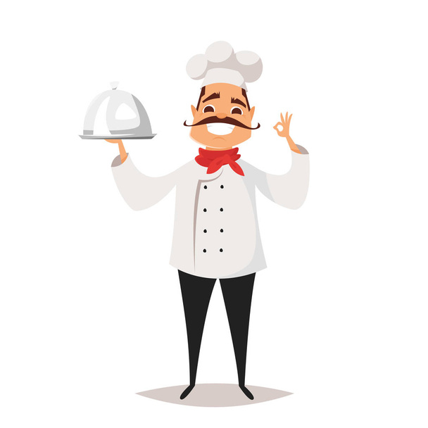 Ilustração estilo desenho animado vetorial de cozinheiro Chef sorridente
. - Vetor, Imagem