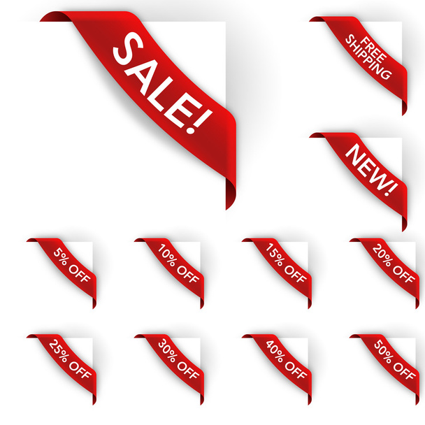 Rode etiketten voor verkoop en e-commerce - Vector, afbeelding