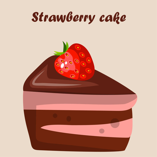 strawberry chocolate cake - Vetor, Imagem