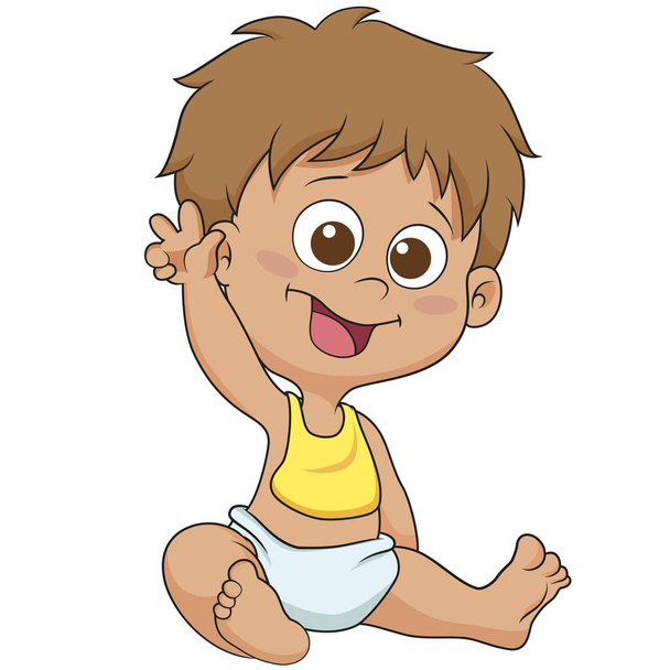 Cute baby say bye bye.vector and illustration. - Διάνυσμα, εικόνα