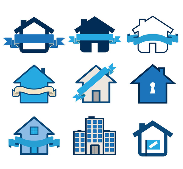 Логотипы домов с символами недвижимости
 - Вектор,изображение