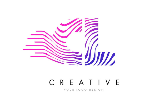 CL C L Zebra Lines Letter & Design with Magenta Colors
 - Вектор,изображение