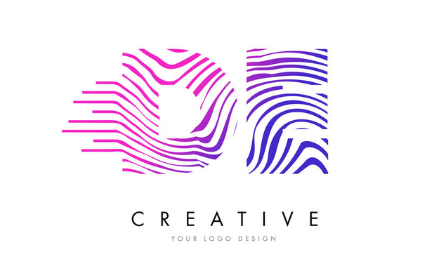 De D E Zebra lijnen brief Logo ontwerp met Magenta kleuren - Vector, afbeelding