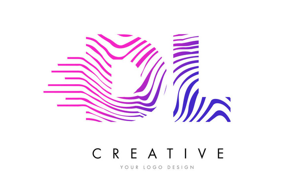 DL D L Зебра лінії лист дизайн логотипа з пурпурового кольору - Вектор, зображення