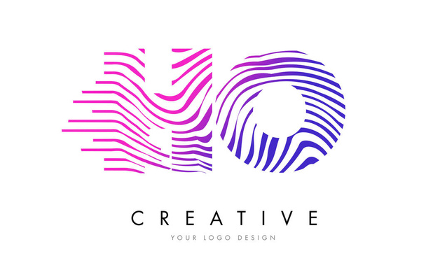 HO H O Zebra Lines Lettre Logo Design avec des couleurs magenta
 - Vecteur, image
