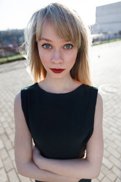 Portrait of a beautiful girl with a bright lipstick - Zdjęcie, obraz