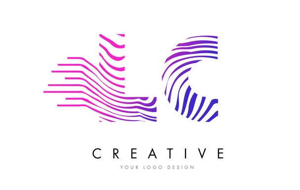 Logo tasarımı pembe renklerle mektubundaki LC L C Zebra satırları - Vektör, Görsel