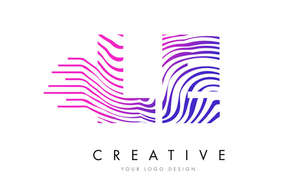 LE L E Zebra Lines Lettre Logo Design avec des couleurs magenta
 - Vecteur, image