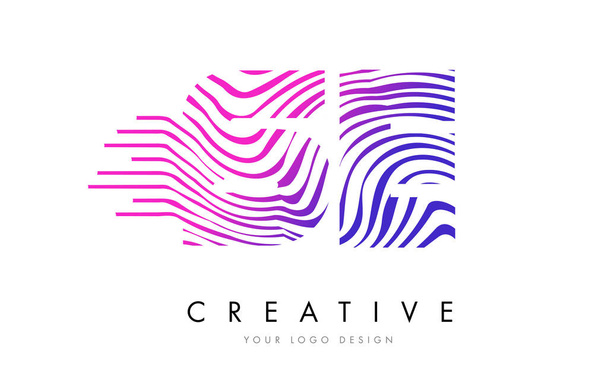 SE S E Zebra Lines Lettera Logo Design con colori Magenta
 - Vettoriali, immagini