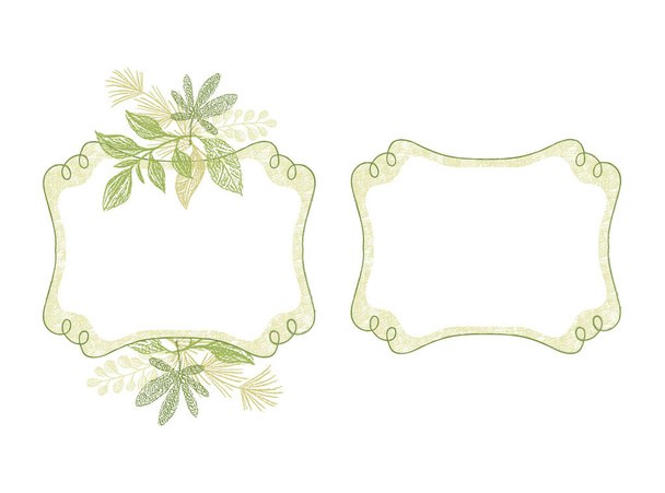 Hand drawn branch border with floral elements - Vector, Imagen