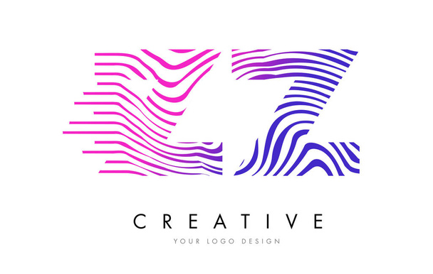 ZZ Zebra Lines Letter Design with Magenta Colors
 - Вектор,изображение