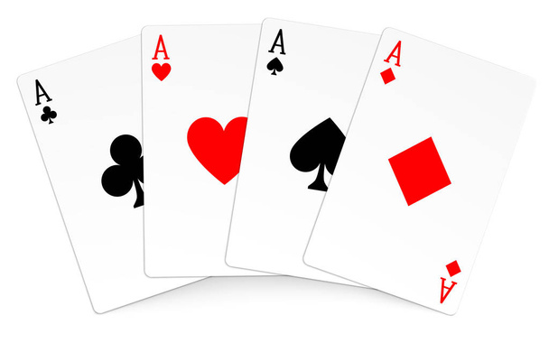 Four aces playing cards poker winner hand - Vector, Image