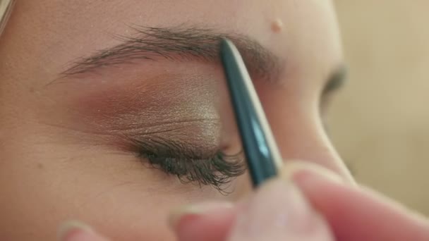 Makeup artist paints the eyebrows, doing eyebrow correction - Séquence, vidéo