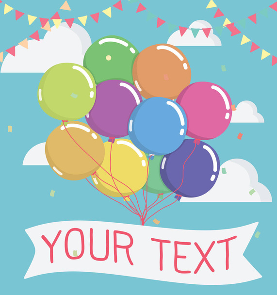balloon with message on banner, vector illustration - ベクター画像