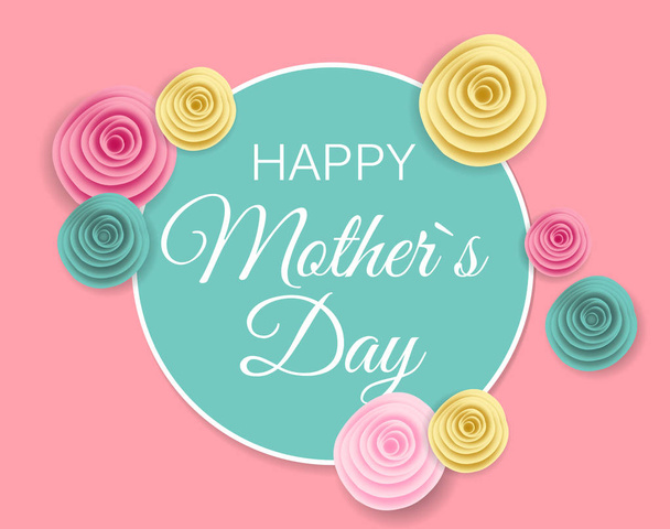 Happy Mother s Day Cute Background with Flowers. Vector Illustra - Vetor, Imagem