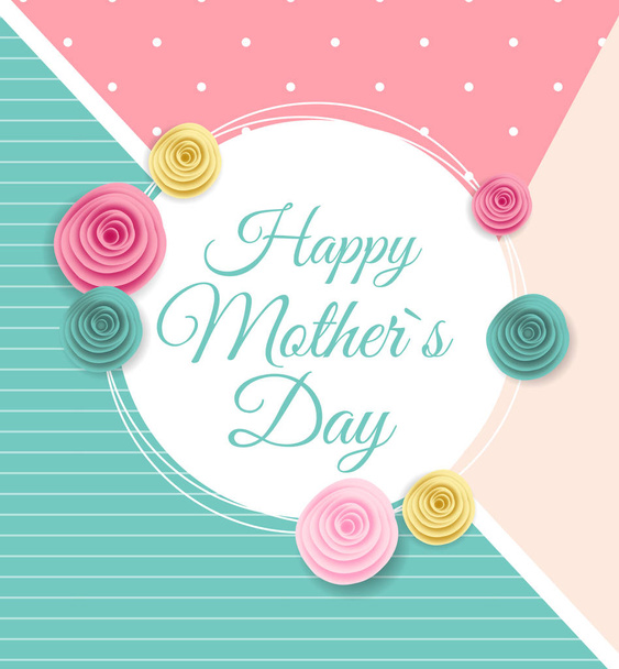 Happy Mother s Day Cute Background with Flowers. Vector Illustra - ベクター画像