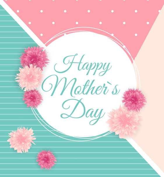 Happy Mother s Day Cute Background with Flowers. Vector Illustra - Vektor, obrázek