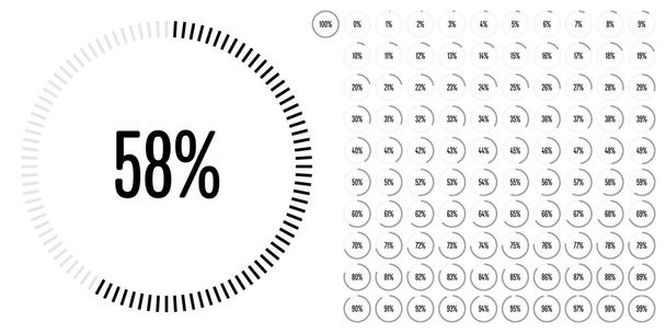 Készlet-ból kör százalékos diagramok 0-tól 100-ig - Vektor, kép