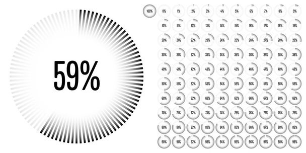 Σύνολο κύκλου διαγράμματα ποσοστό από 0 έως 100 - Διάνυσμα, εικόνα