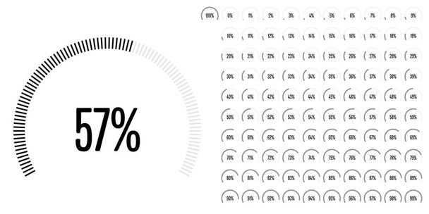 Conjunto de diagramas percentuais do setor circular de 0 a 100
 - Vetor, Imagem