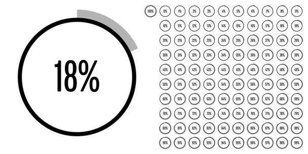 Conjunto de diagramas percentuais de círculo de 0 a 100
 - Vetor, Imagem