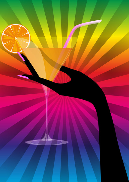 cocktail in hand - Vector, Image