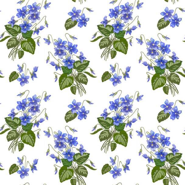 Seamless floral pattern with a bouquet of spring violets. - Wektor, obraz
