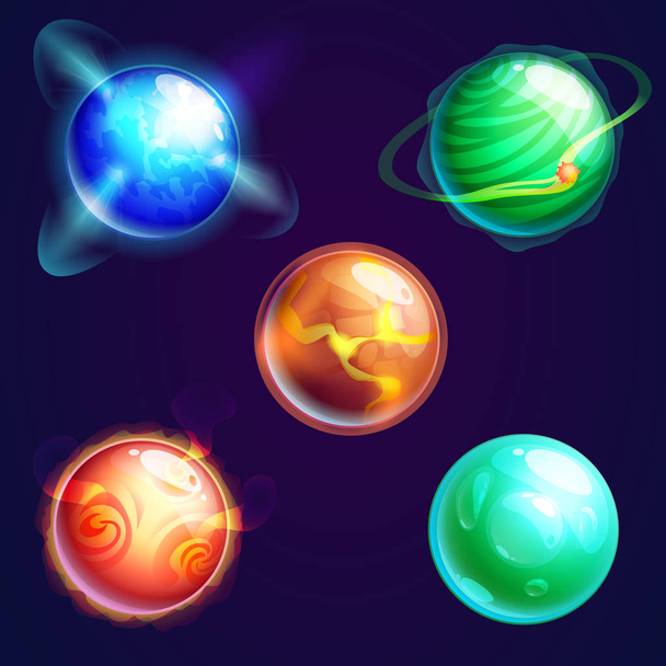 Set of isolated universe planets or cosmos stars - Вектор,изображение