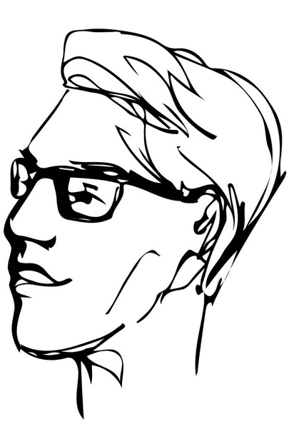 szkic wektor twarzy dorosły mężczyzna w okularach - Wektor, obraz