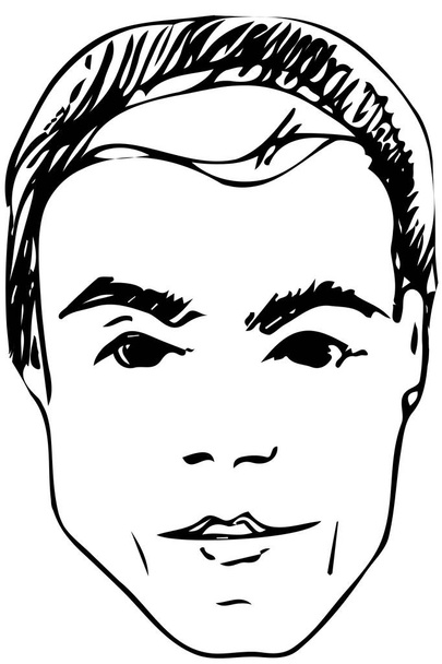 векторный эскиз лица красивого молодого человека
 - Вектор,изображение
