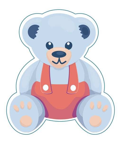 teddy bear in overalls - Vector, Image