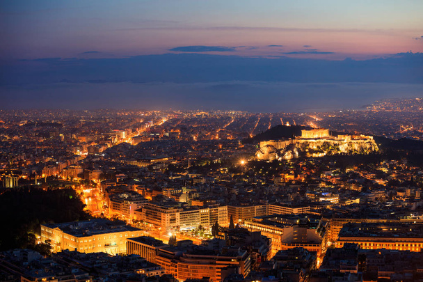 Ateny, Grecja w nocy - Zdjęcie, obraz