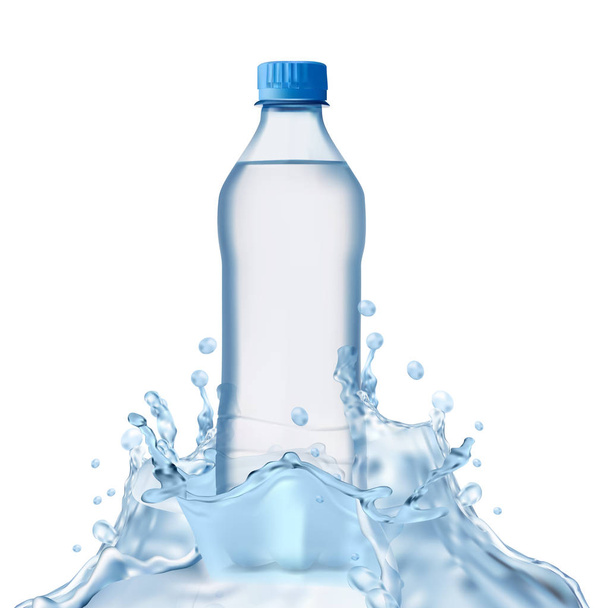 Water bottle water splashes - Vektor, obrázek