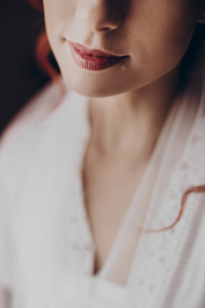 lips of bride close up - Fotó, kép
